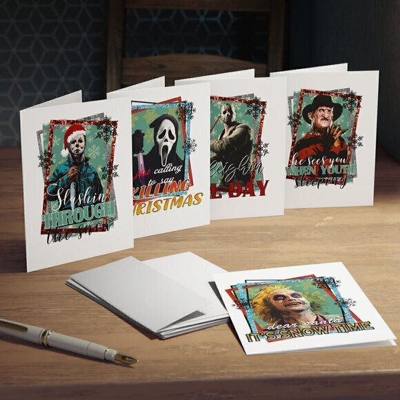 Horror Christmas 50 Count Cards Handmade Custom 5 Designs Greeting Cards - Picture 3 of 5